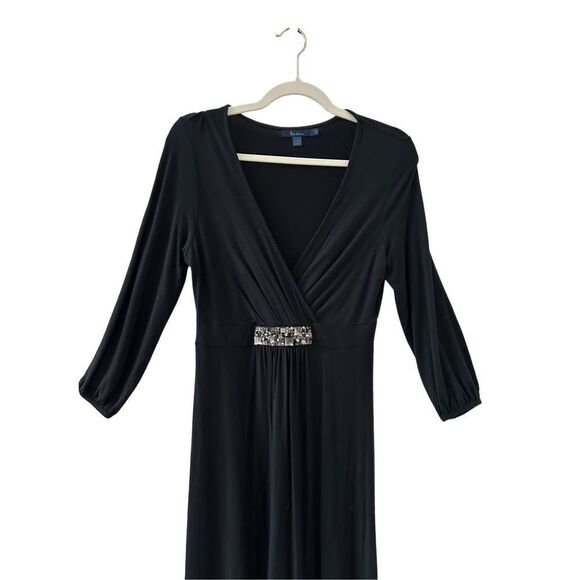 Boden Crystals Embellished Quarter Sleeve Evening Dress Women's Black Size 10R - Picture 2 of 6